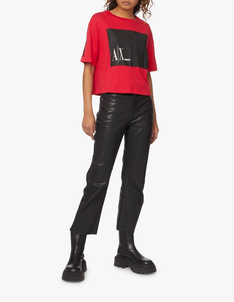 rinascente Armani Exchange T-shirt crop in cotone - rosso