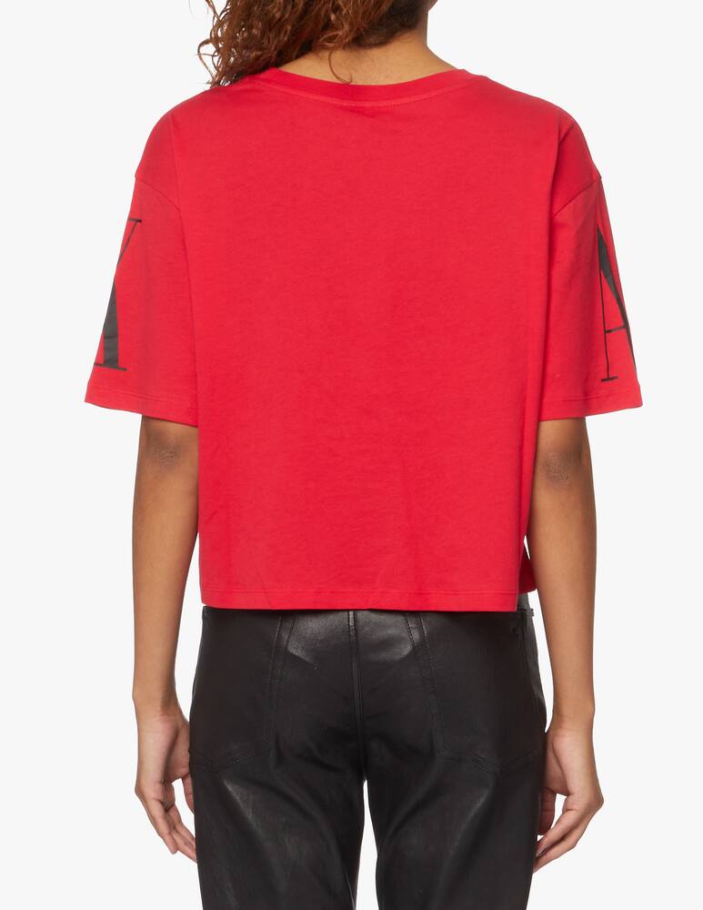 rinascente Armani Exchange T-shirt crop in cotone - rosso
