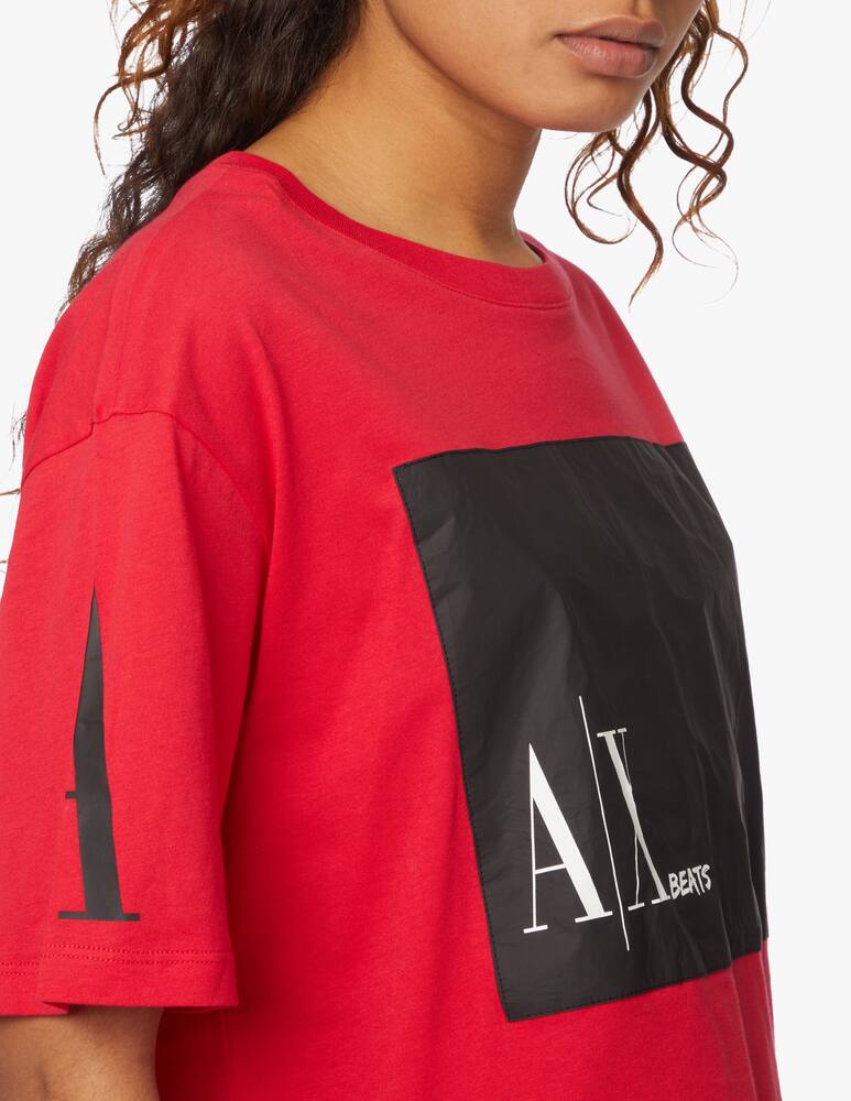 rinascente Armani Exchange T-shirt crop in cotone - rosso