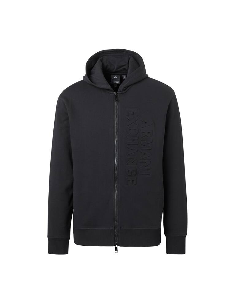 rinascente Armani Exchange Felpa con cappuccio fzip logo impresso - nero