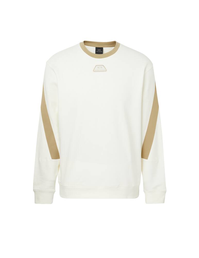 rinascente Armani Exchange Linen mix tape roundneck sweatshirt - white