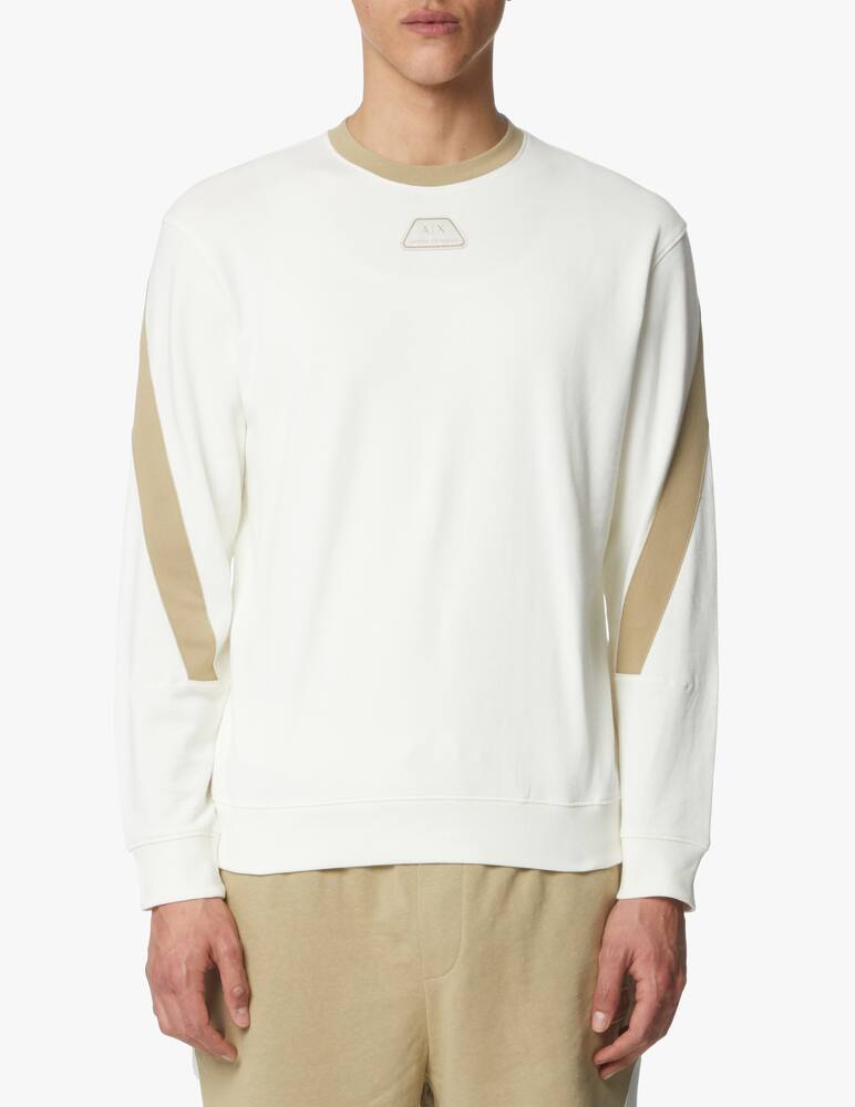 rinascente Armani Exchange Linen mix tape roundneck sweatshirt - white