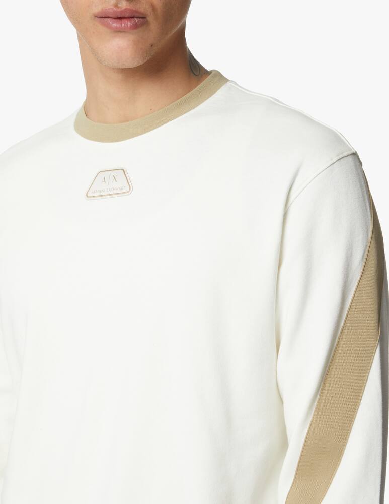 rinascente Armani Exchange Linen mix tape roundneck sweatshirt - white