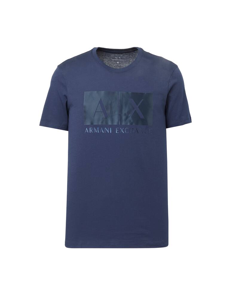 rinascente Armani Exchange Maglietta manica corta logo box metallic - blu