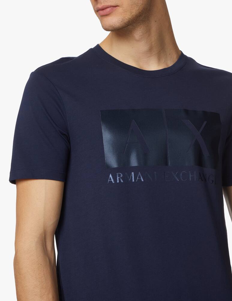 rinascente Armani Exchange Maglietta manica corta logo box metallic - blu