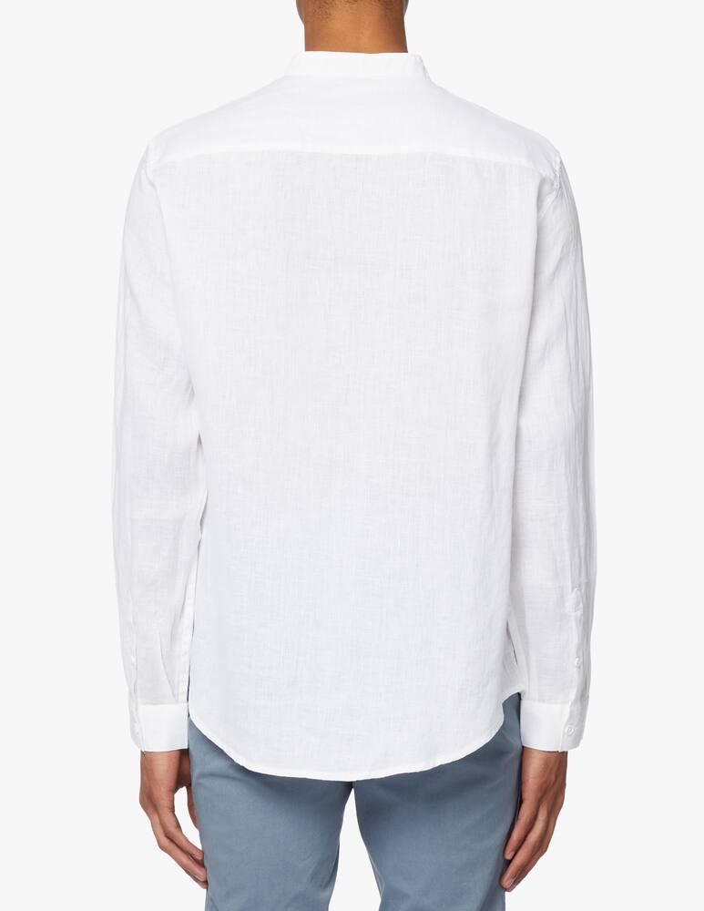 rinascente Armani Exchange Linen long sleeve korean neck shirt - white