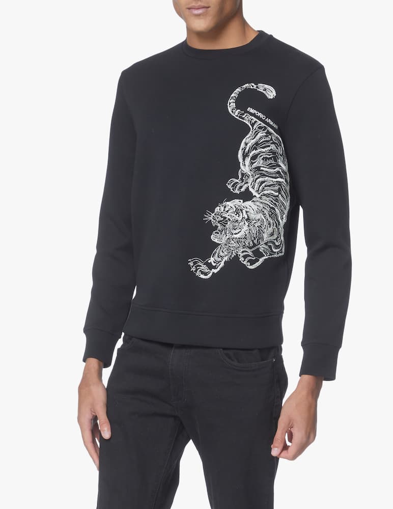 rinascente Emporio Armani Chinese tiger ny sweatshirt - black