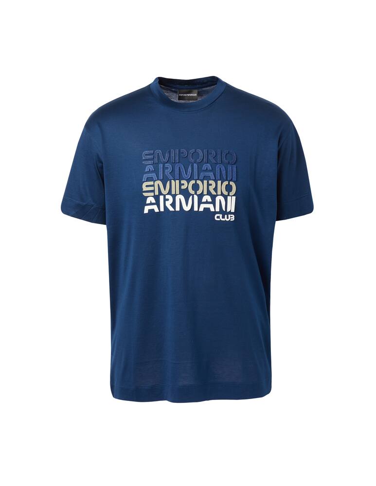 rinascente Emporio Armani Maglietta girocollo logo ripetuto - blu