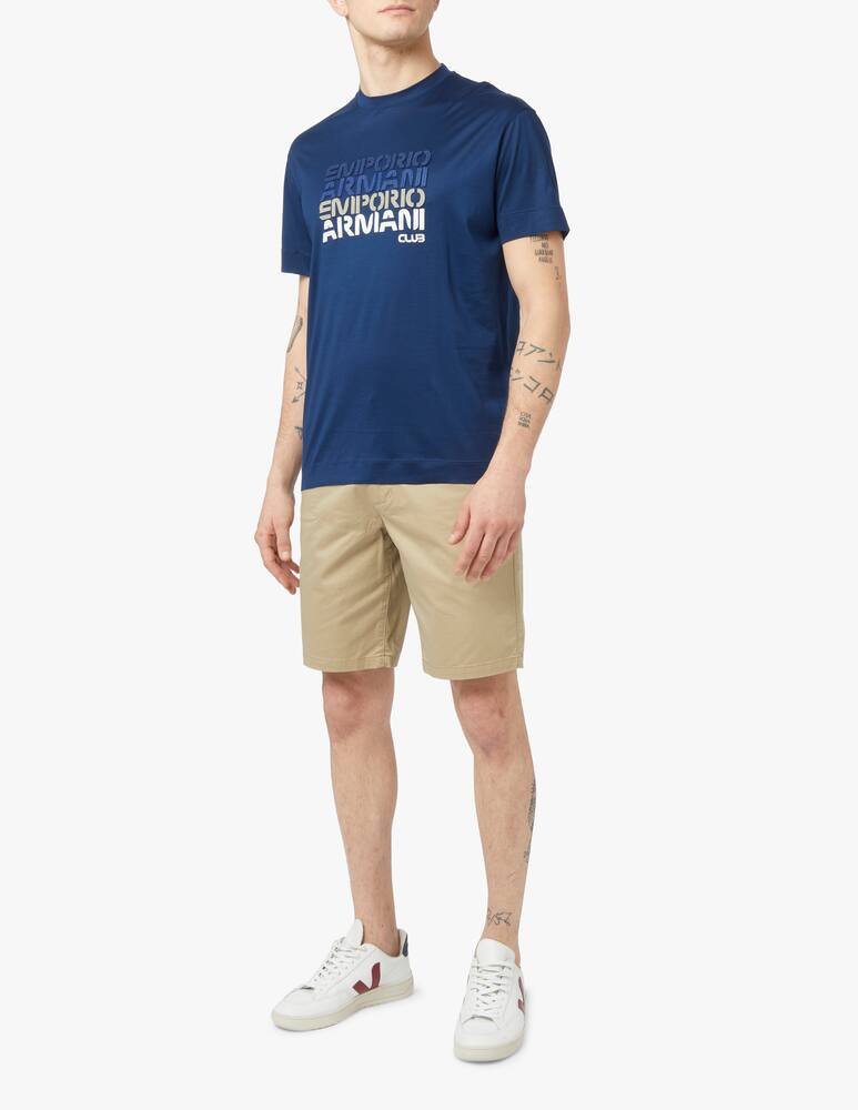 rinascente Emporio Armani Maglietta girocollo logo ripetuto - blu