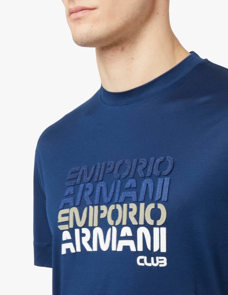 rinascente Emporio Armani Maglietta girocollo logo ripetuto - blu