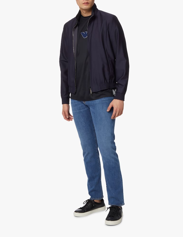 rinascente Emporio Armani Wool mix fil coupe rever bomber jacket - blue