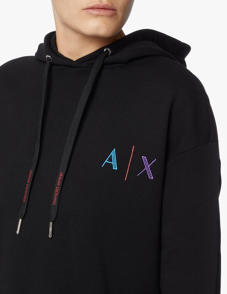 rinascente Armani Exchange Cotton hoodie with logo - black