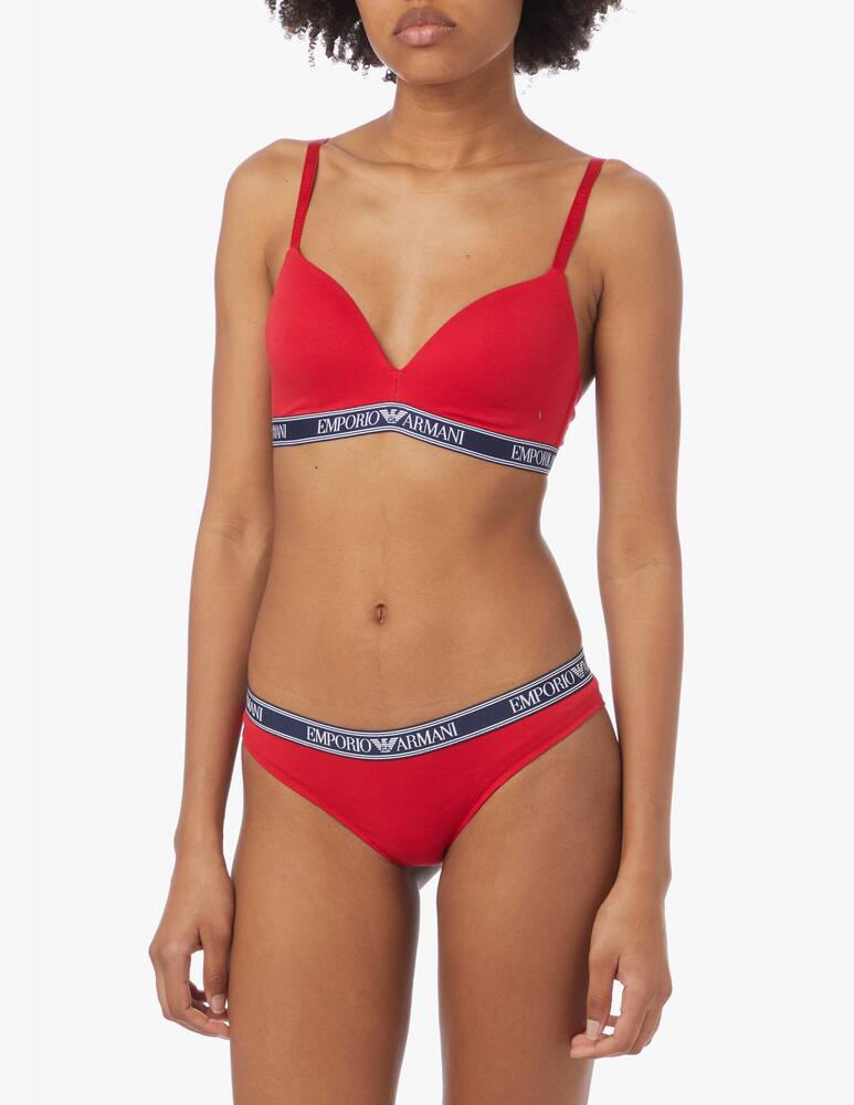 rinascente Emporio Armani Reggiseno a triangolo imbottito in cotone - rosso