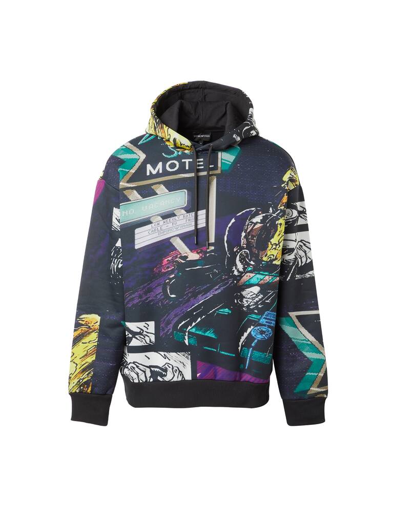 rinascente Emporio Armani Racing print hoodie - black