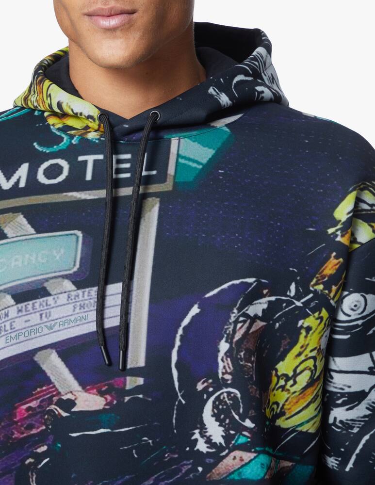 rinascente Emporio Armani Racing print hoodie - black