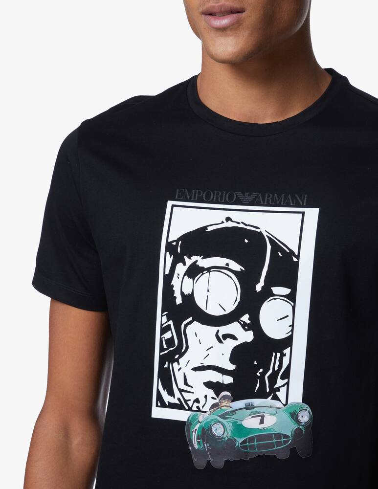 rinascente Emporio Armani Maglietta girocollo auto racing retro - nero