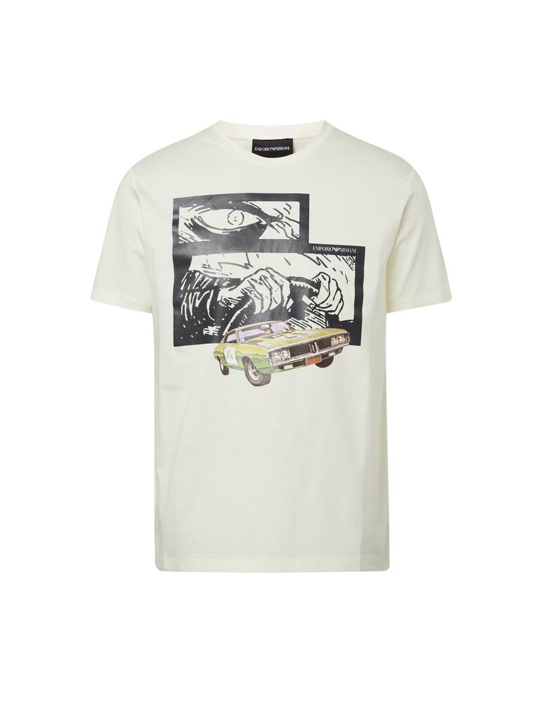 rinascente Emporio Armani Maglietta girocollo auto racing retro - bianco