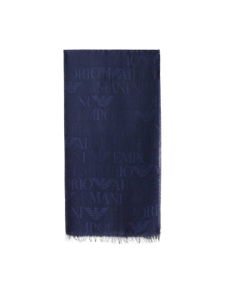 Emporio Armani Sciarpa 47x197 con logo - blu - immagine 1 Emporio Armani Sciarpa 47x197 con logo - blu - immagine 1