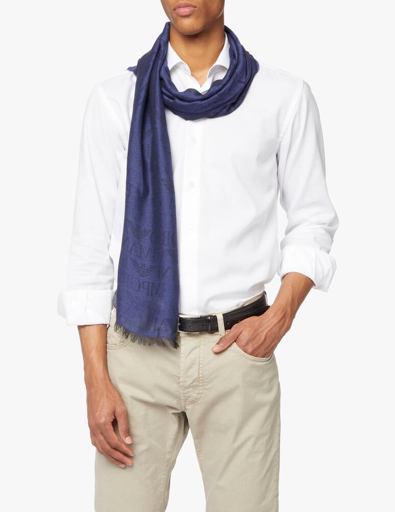 Emporio Armani Sciarpa 47x197 con logo - blu - immagine 2 Emporio Armani Sciarpa 47x197 con logo - blu - immagine 2