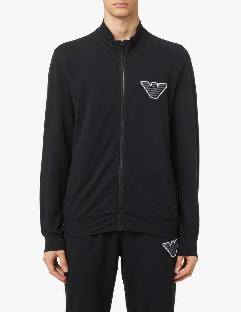 rinascente Emporio Armani Sweater zip stretch frch terry - black