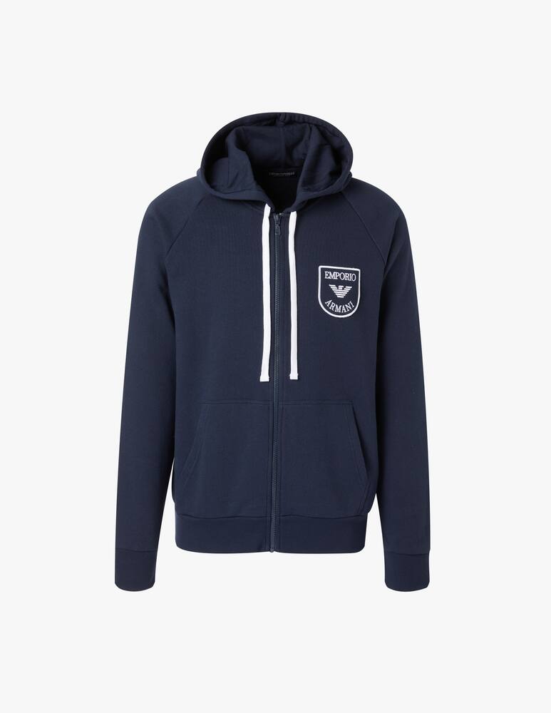 rinascente Emporio Armani Felpa con cappuccio e zip iconic terry - blu