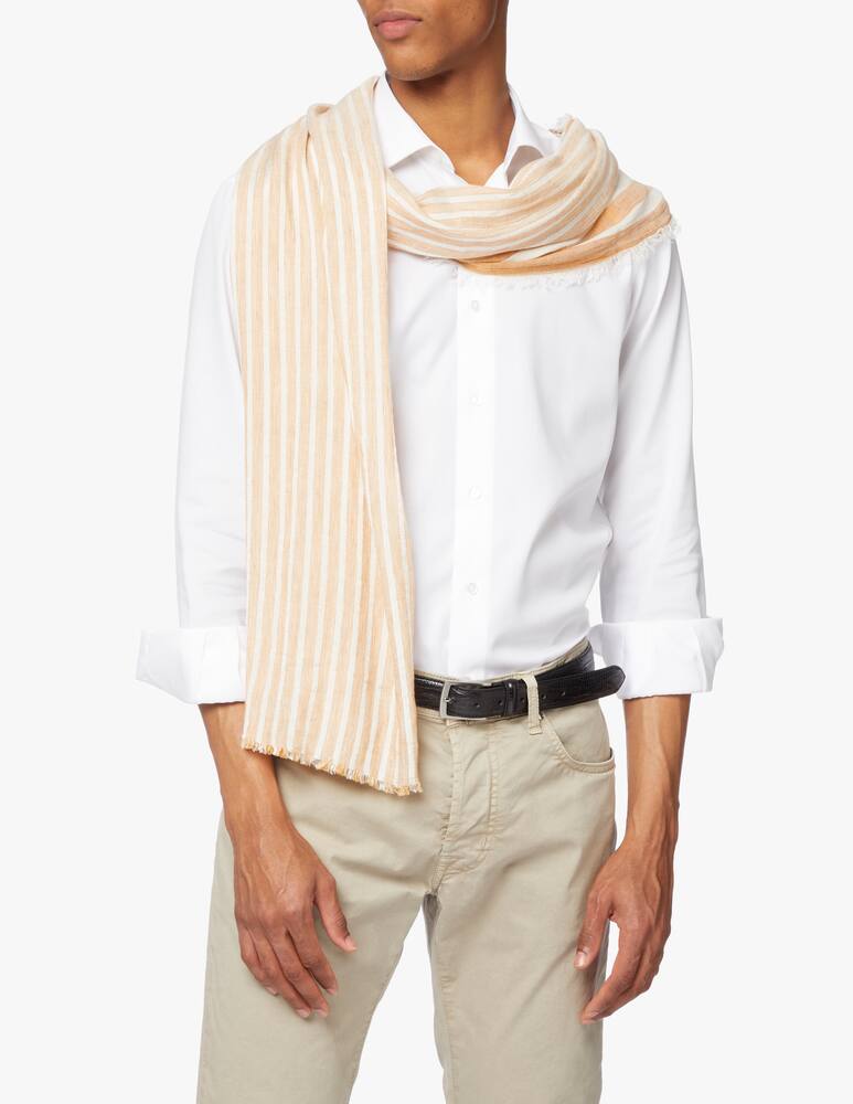 rinascente Emporio Armani 90x185 stripe embroidered eagle scarf - pink
