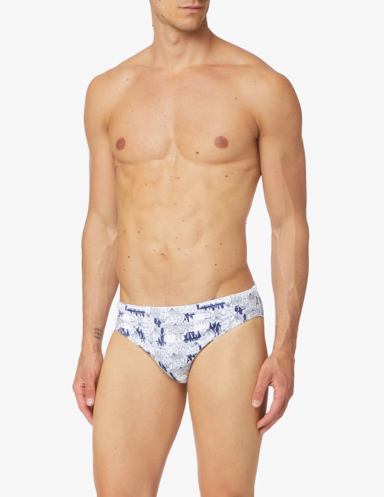 rinascente Emporio Armani Graphic logo low swim brifs - white
