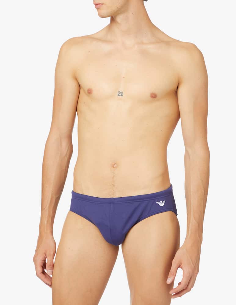 rinascente Emporio Armani Embroidery logo swim briefs - blue