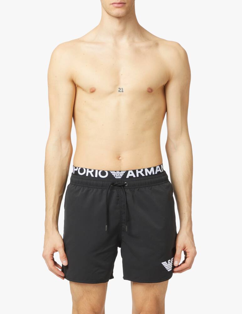 rinascente Emporio Armani Logo band swimshorts - black