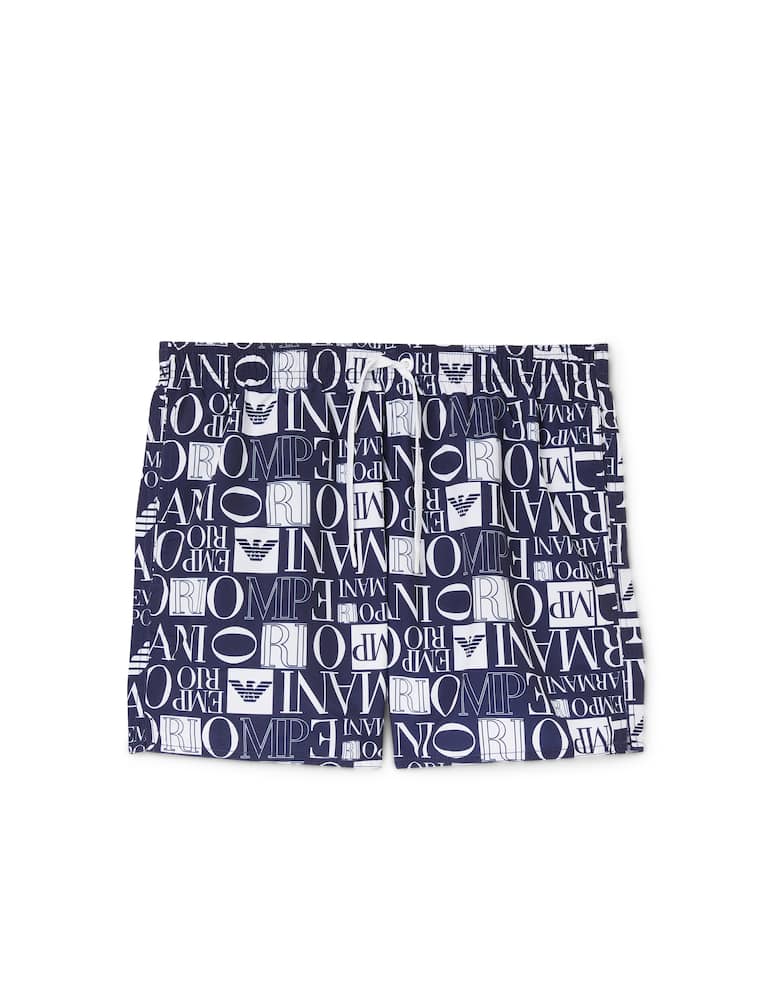 Emporio Armani Scrabble logo swimshorts - blue - picture 1