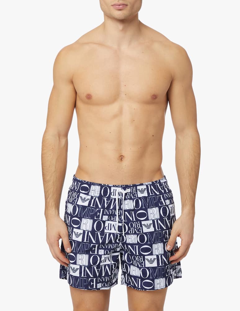 Emporio Armani Scrabble logo swimshorts - blue - picture 2