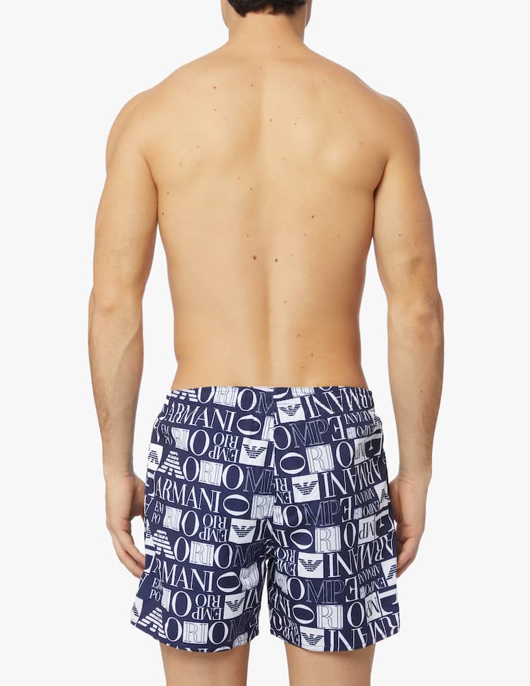 Emporio Armani Scrabble logo swimshorts - blue - picture 3