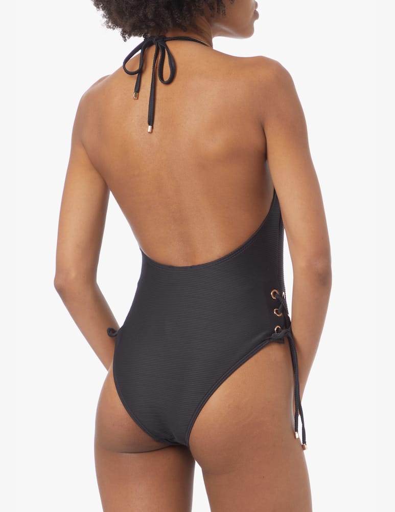 rinascente Emporio Armani Padded One Piece Swimsuit with side drawstrings - black