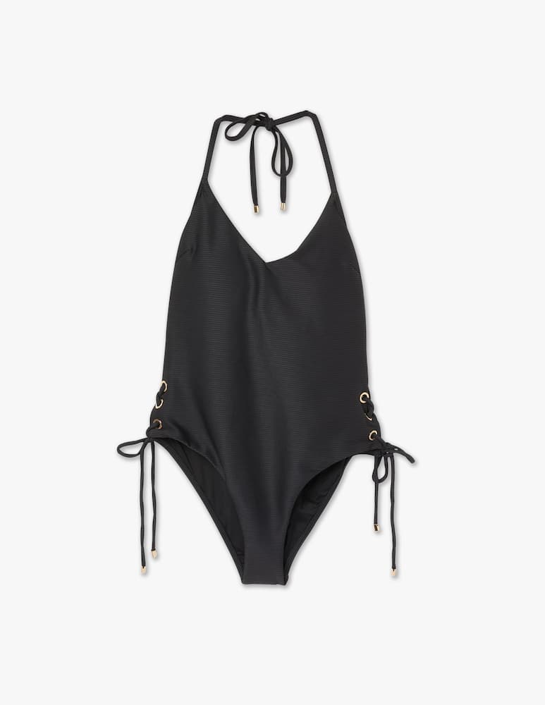 rinascente Emporio Armani Padded One Piece Swimsuit with side drawstrings - black