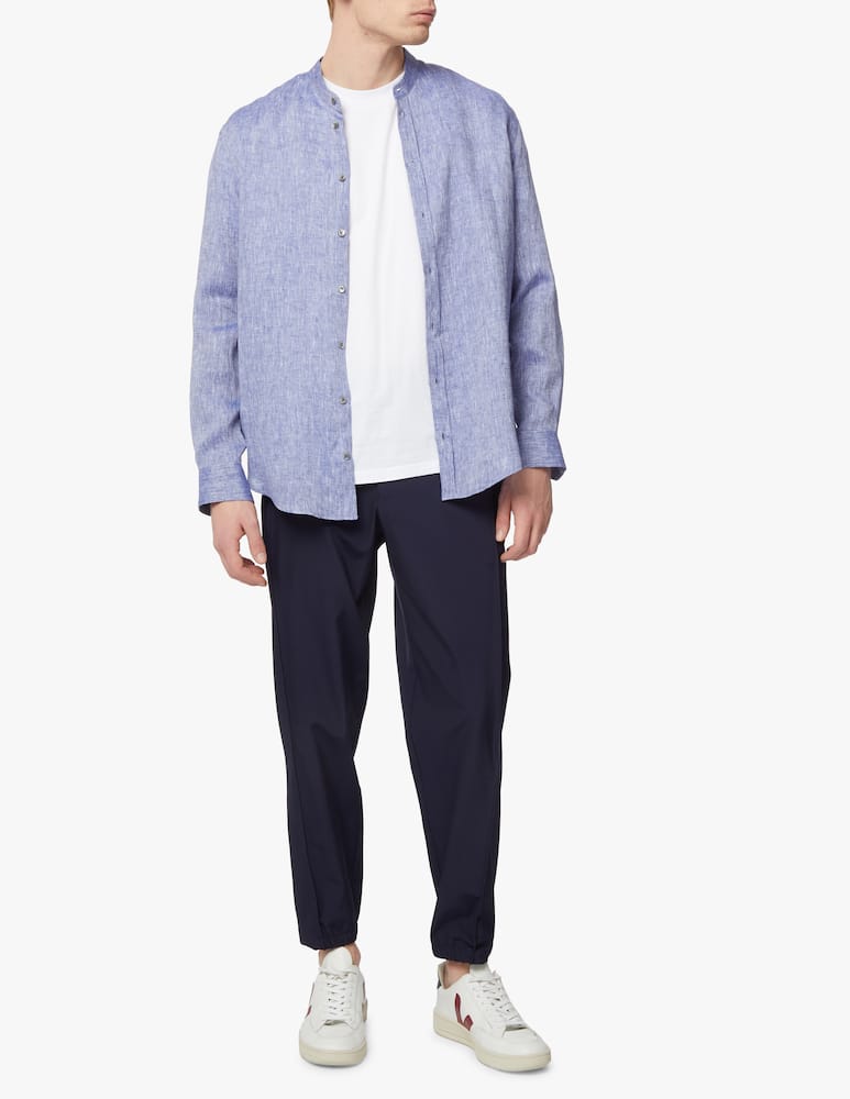 rinascente Emporio Armani Yarn dyed linen guru shirt - blue