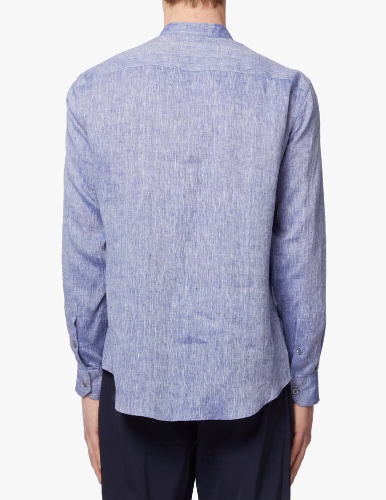 rinascente Emporio Armani Yarn dyed linen guru shirt - blue