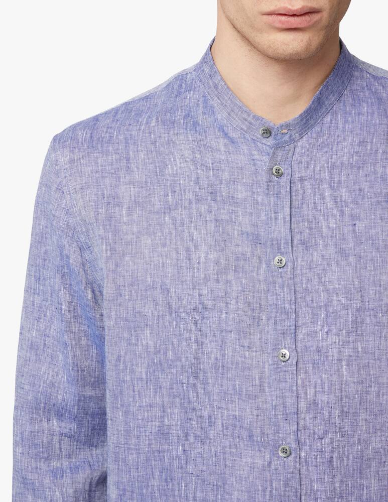rinascente Emporio Armani Yarn dyed linen guru shirt - blue
