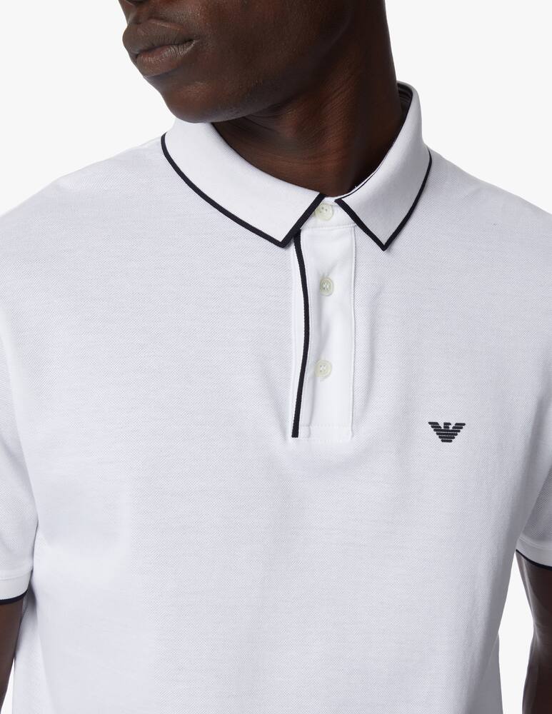 rinascente Emporio Armani Polo manica corta basic profili contrasto - bianco