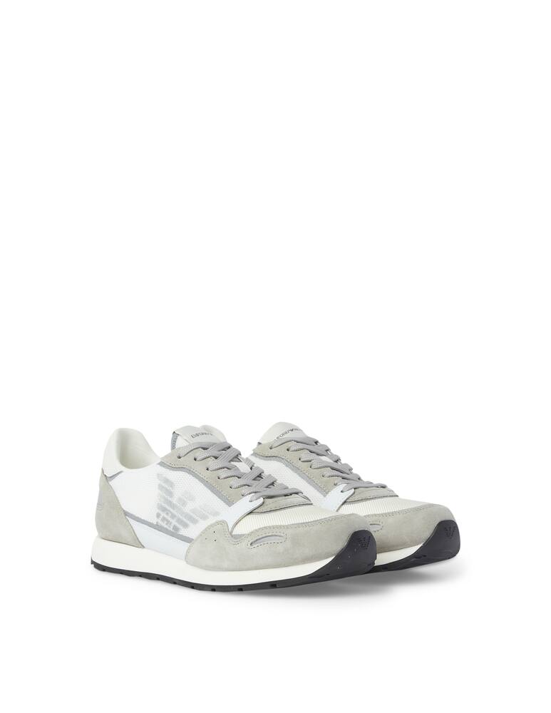 rinascente Emporio Armani Sneakers running suede mesh - grigio