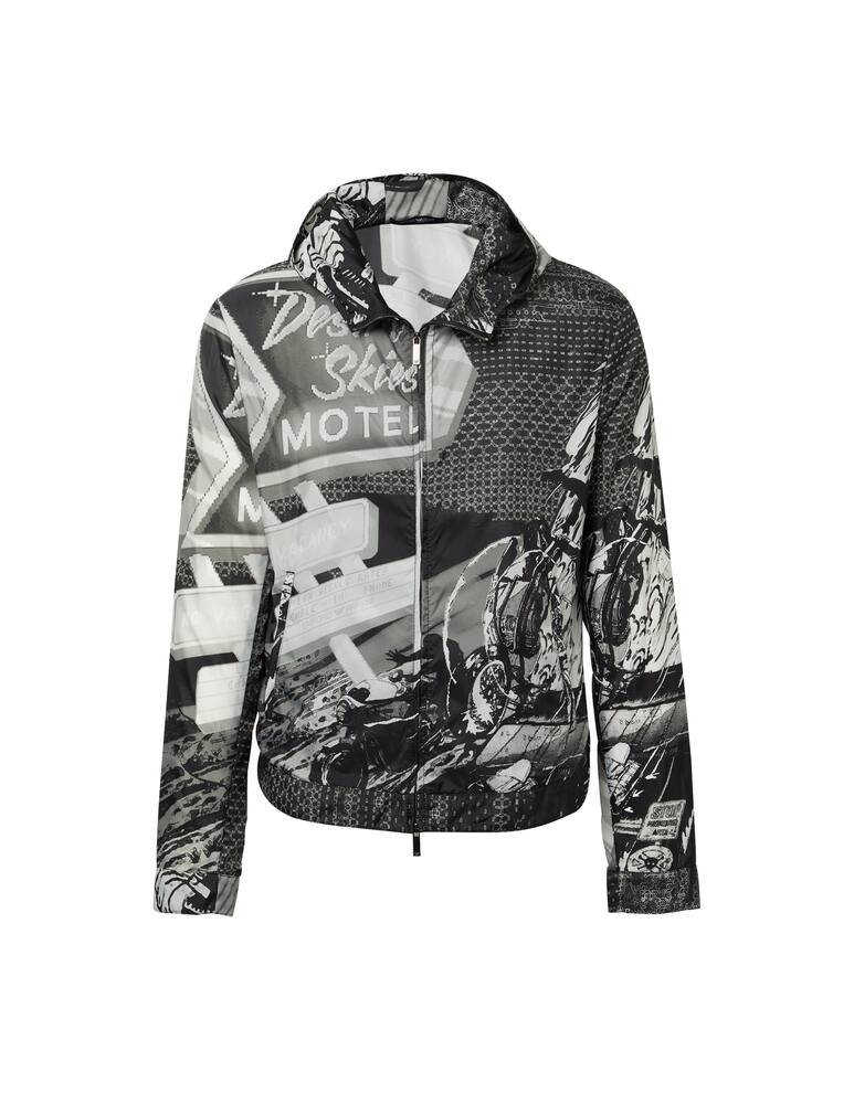 rinascente Emporio Armani Giacca con cappuccio nylon stampa ao racing - nero