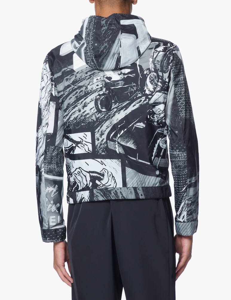 rinascente Emporio Armani Giacca con cappuccio nylon stampa ao racing - nero