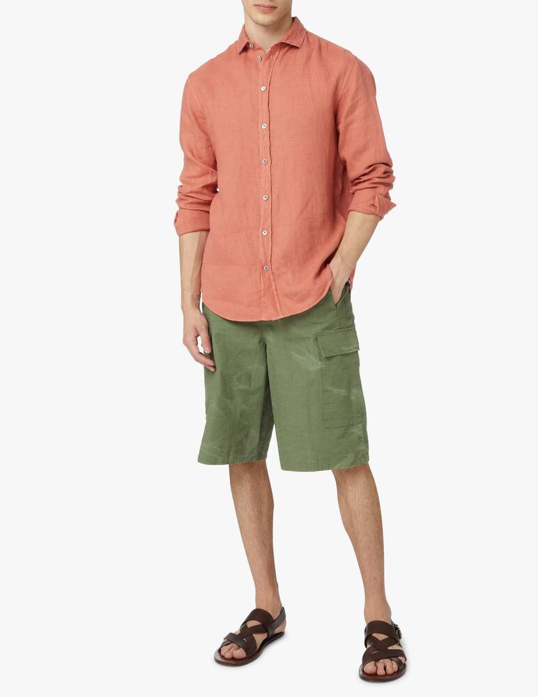 rinascente Emporio Armani Garment dyed linen shirt - orange