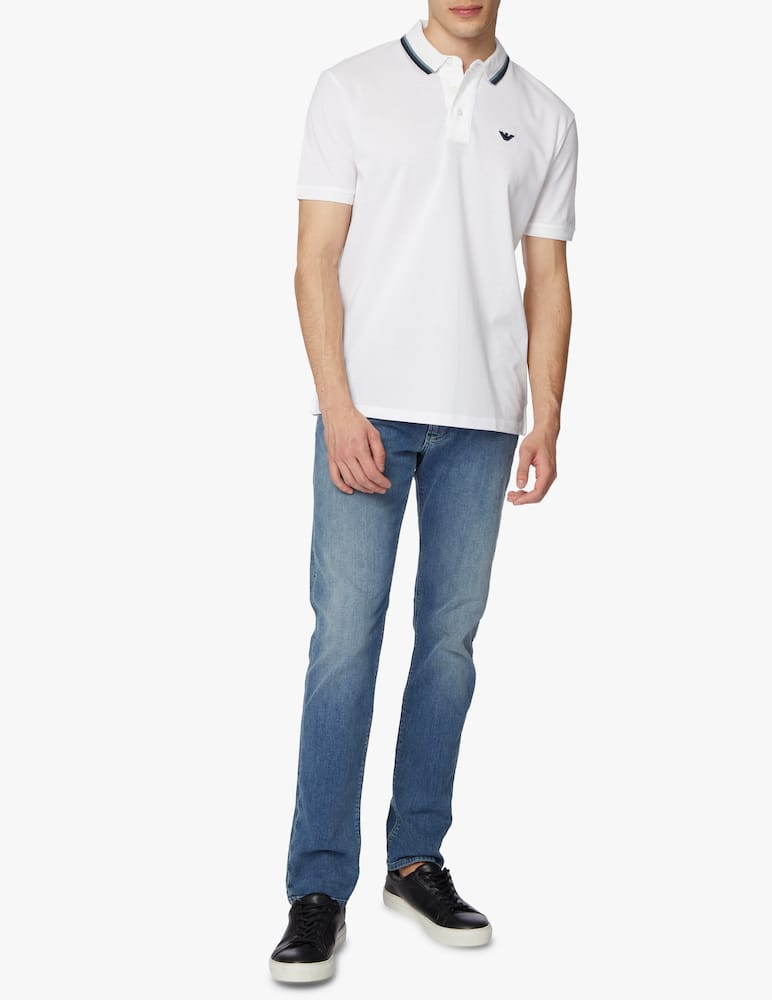 rinascente Emporio Armani Embroidered chest small eagle logo polo - white