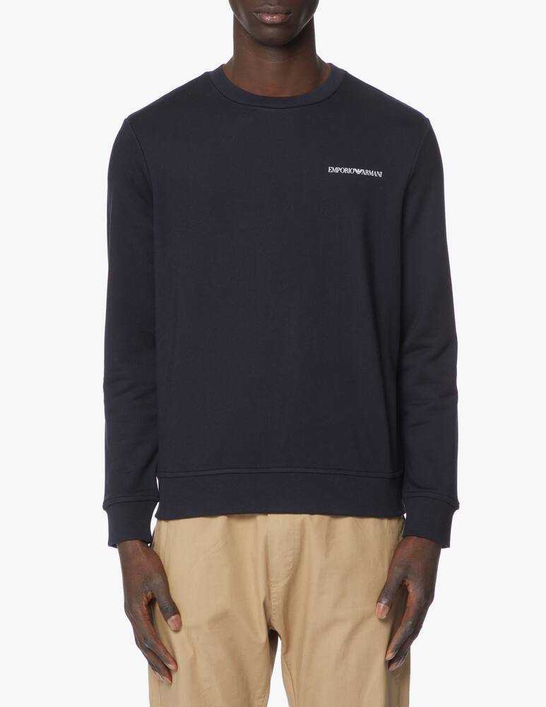 rinascente Emporio Armani Chest small logo basic sweatshirt - blue