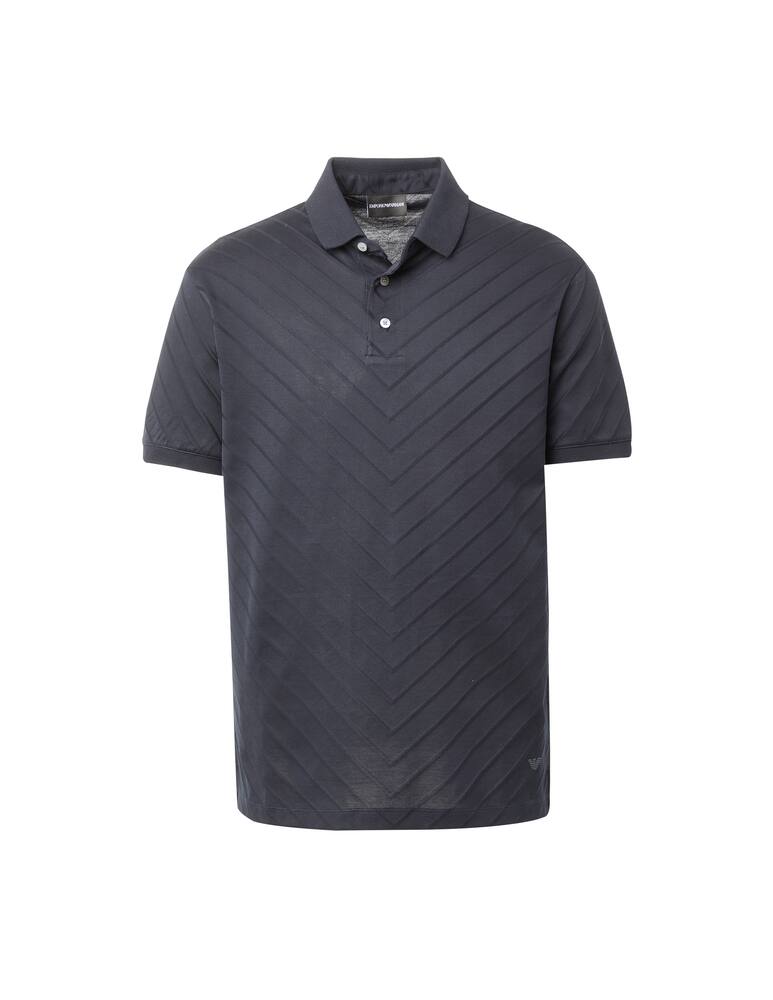 rinascente Emporio Armani Chevronne jacquard polo - blue