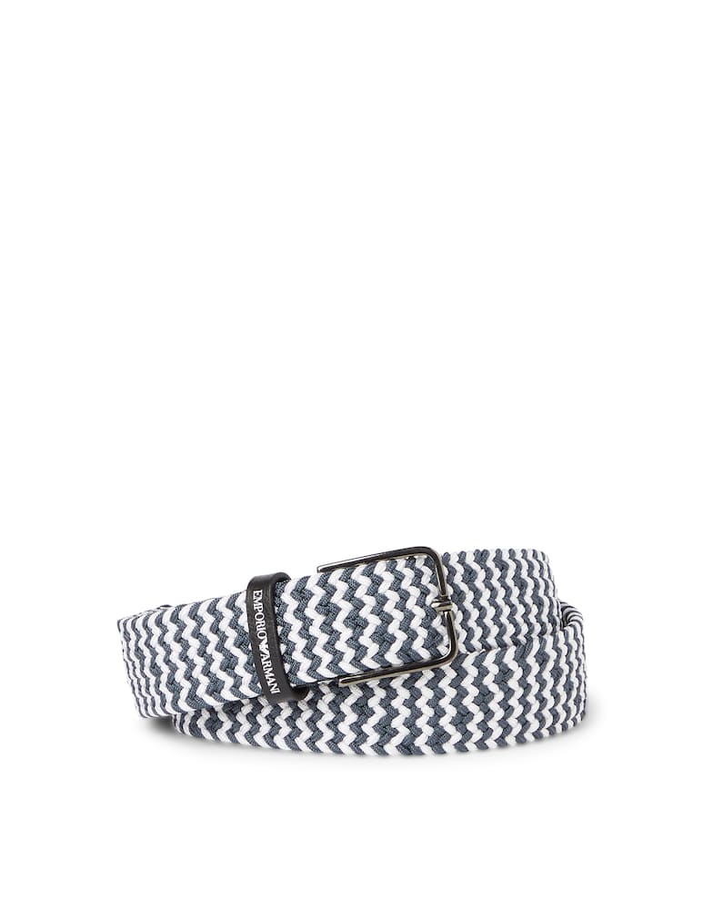 Emporio Armani 35 textile belt with leather details - multi - picture 1 Emporio Armani 35 textile belt with leather details - multi - picture 1