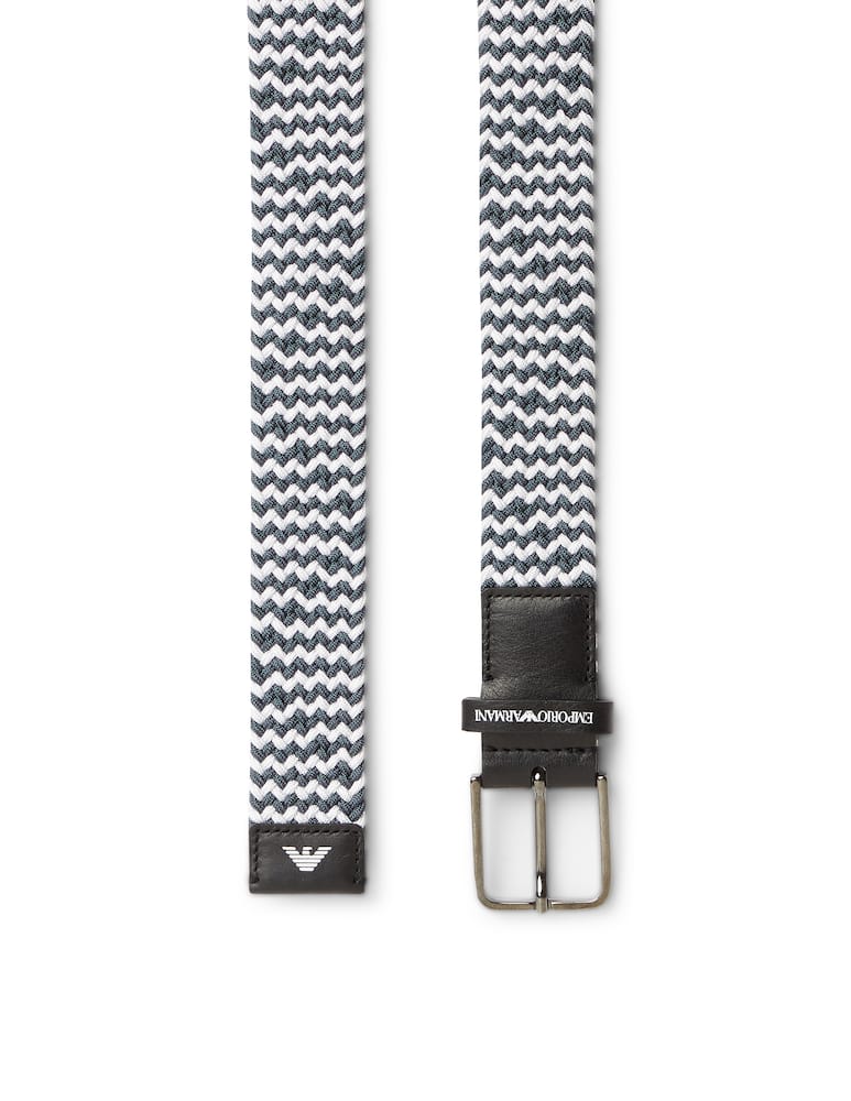 Emporio Armani 35 textile belt with leather details - multi - picture 3 Emporio Armani 35 textile belt with leather details - multi - picture 3