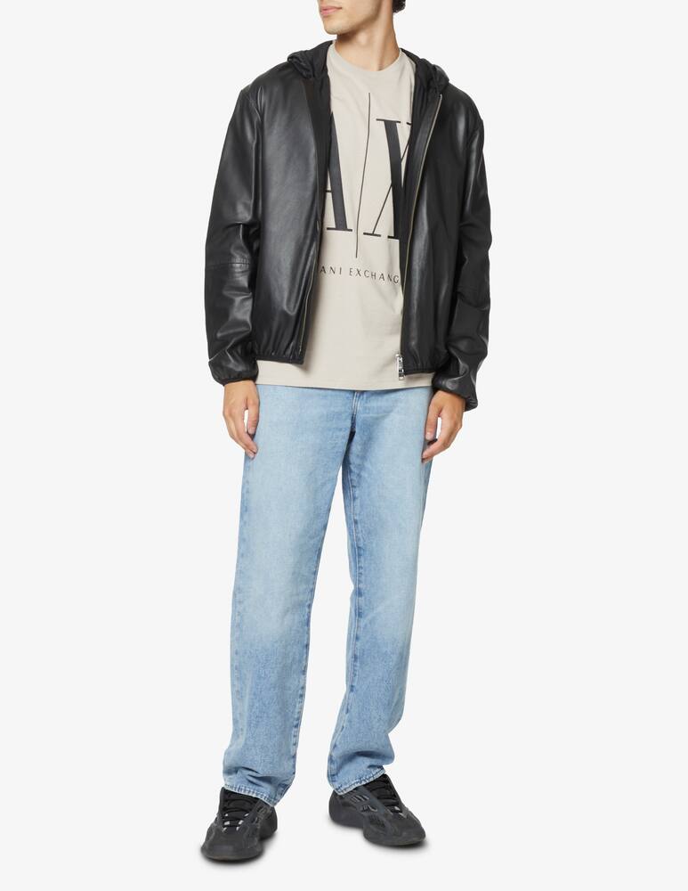 rinascente Armani Exchange Giacca in pelle con cappuccio - Nero
