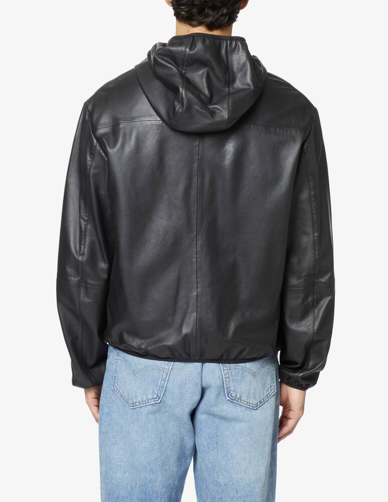 rinascente Armani Exchange Giacca in pelle con cappuccio - Nero