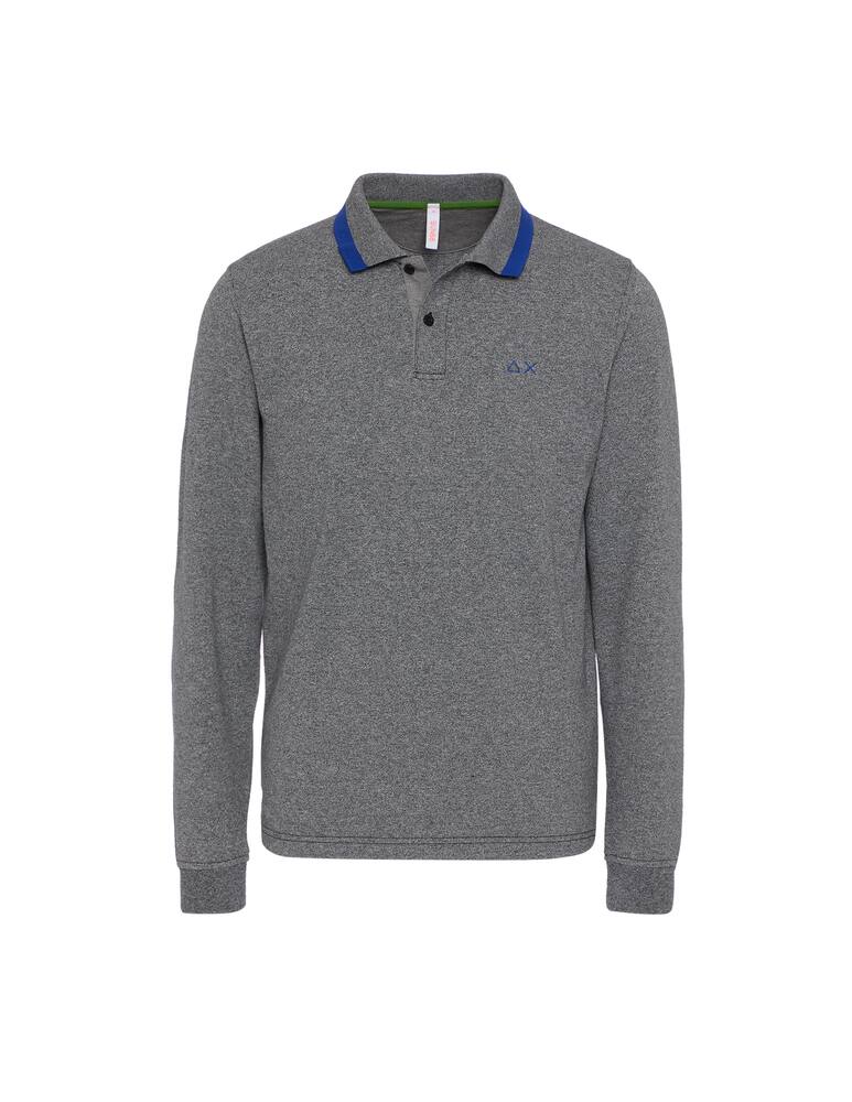 rinascente Sun68 Long sleeve polo shirt with contrast border and stripe